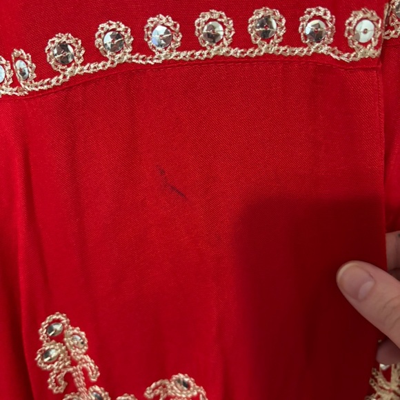 The J Peterman Company Women’s Red Wrap Dress Maxi Midi  High Low Size Large - Picture 10 of 12